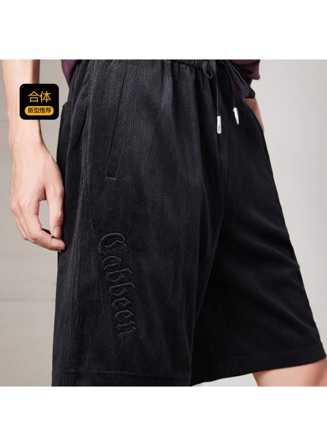 Cabbeen Casual Shorts Men Large Logo Steel Stamp Trendy Fashion Summer Five-point Pants Men's Pants - Image 3