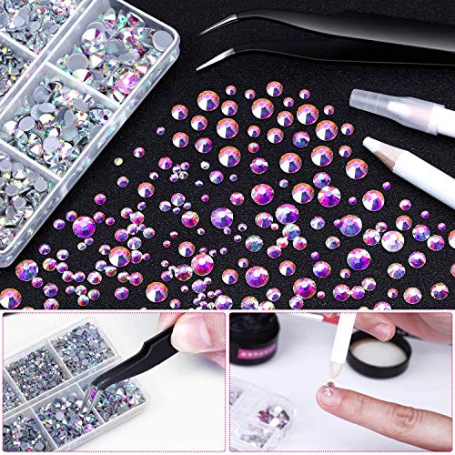 cridoz Hotfix Rhinestones, Cridoz 6040Pcs Hot Fix Rhinestones Crystal AB Stud with Tweezers and Rhinestone Picker Tool Pens for Bedazzler Crafts on Fabric, Clothes, Shoes and Jeans - Image 4