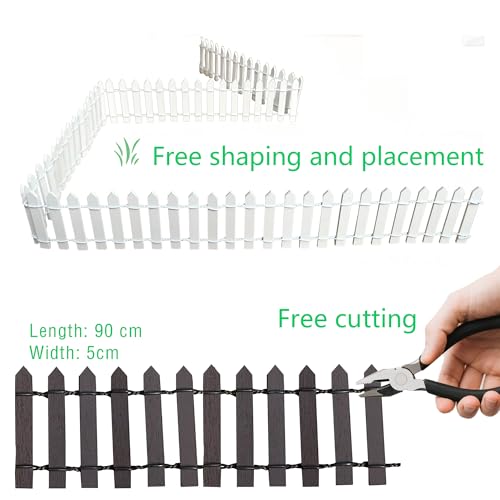 KASHUNUO Fairy Garden Miniature Fence Accessories: Decorative White Wooden Picket Fence for Indoor & Outdoor Christmas Village - for Kids Ages 4 to 8 - Festive Decor for Christmas and Halloween (White) - Image 2