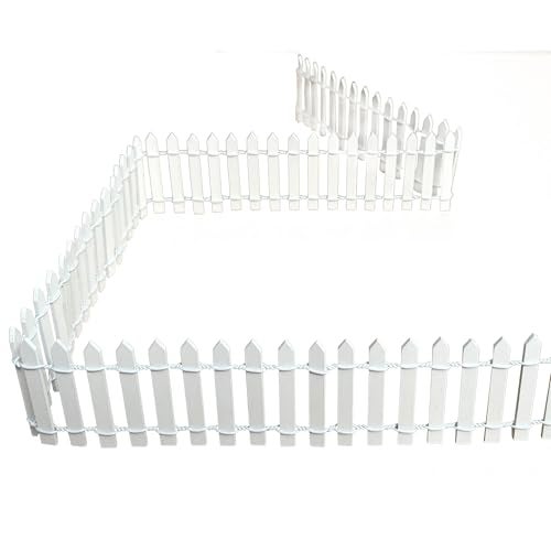KASHUNUO Fairy Garden Miniature Fence Accessories: Decorative White Wooden Picket Fence for Indoor & Outdoor Christmas Village - for Kids Ages 4 to 8 - Festive Decor for Christmas and Halloween (White) - Image 1