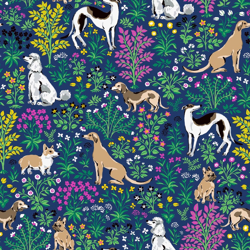 NuWallpaper x Printfresh Must Love Dogs Indigo Peel and Stick Wallpaper, PFS6378 - Image 1