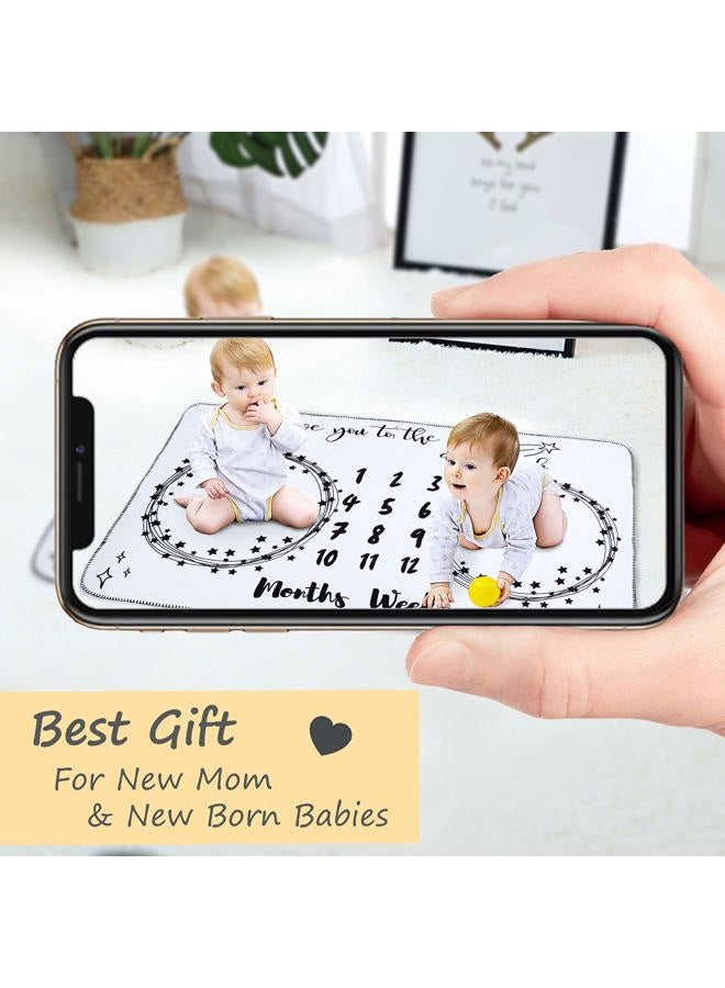 INNObeta Baby Monthly Milestone Blanket, Flannel Plush Newborn Infant Photo Blanket, for Pictures Photography for Newborn Boys & Girls New Mom Gifts Twins(White, 39"x 59") - Image 5