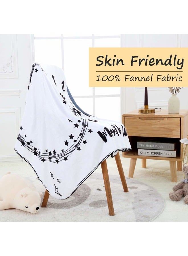 INNObeta Baby Monthly Milestone Blanket, Flannel Plush Newborn Infant Photo Blanket, for Pictures Photography for Newborn Boys & Girls New Mom Gifts Twins(White, 39"x 59") - Image 2