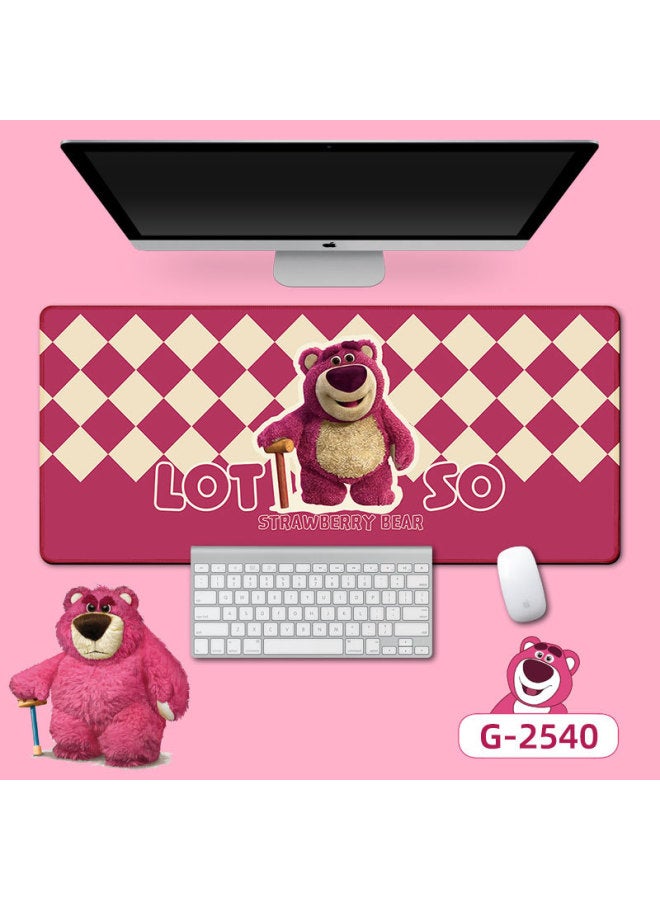 Long Strawberry Bear Mouse Mat Office Game Table Mat Prevention Mouse Hand Keyboard Mat Good Luck Rolling Table Mat-Color:300*700*3mm-Pattern:Strawberry Bear -12 - Image 1