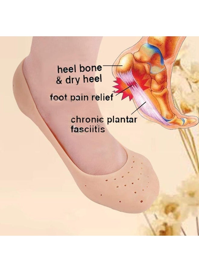 Enterprise Anti Crack Full Length Silicone Foot Protector Moisturizing Socks for Foot Care and Heel Cracks (Set of 1 Pair) Beige - Image 5