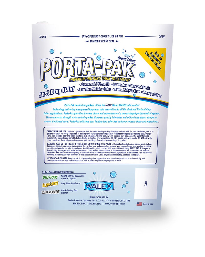 Walex PortaPak Black Holding Tank Deodorizer  Portion Control System DropIns  Rapid Breakdown of Waste  Paper Odor Prevention Cleans Tank  Sensors  Clean Linen 10Pack - Image 2