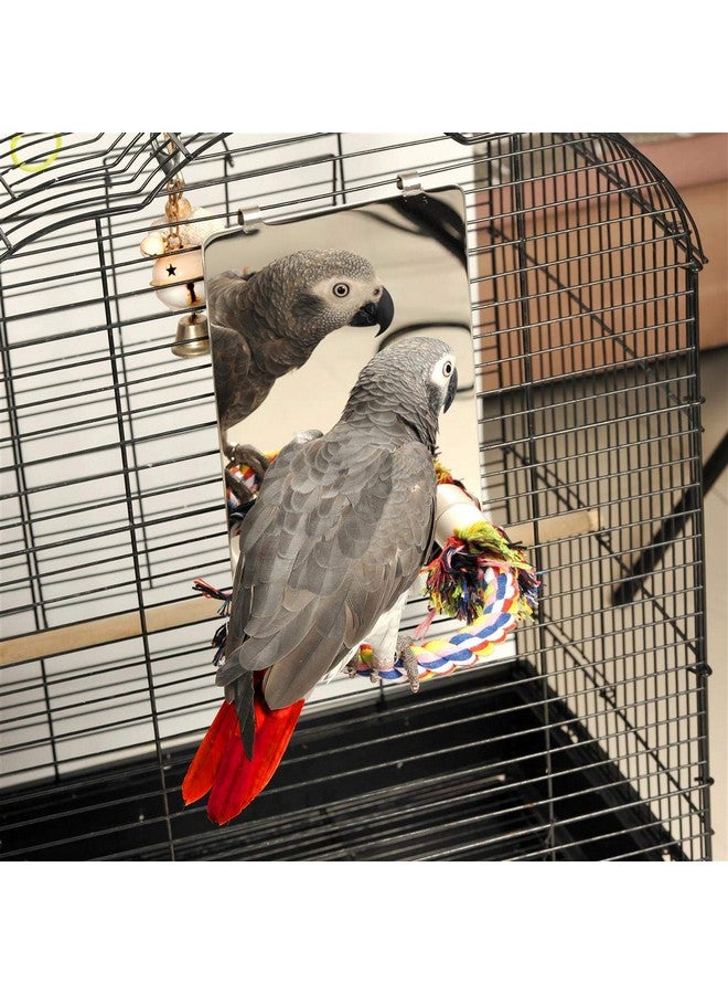 كولورداي مرآة طيور مقاس 9 بوصات مع مجثم حبل، أرجوحة طيور، ألعاب قفص ببغاء لببغاء الكونيور الرمادي الأفريقي، طائر الكوكتيل، طائر الحب، الكناري، كبير - Image 2