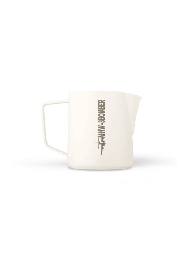 MHW-3BOMBER Latte Art Pitcher 5.0 Off White – 400 ml Stainless Steel Milk Frothing Jug with Patented Crocodile Spout, Ergonomic Handle - Image 1