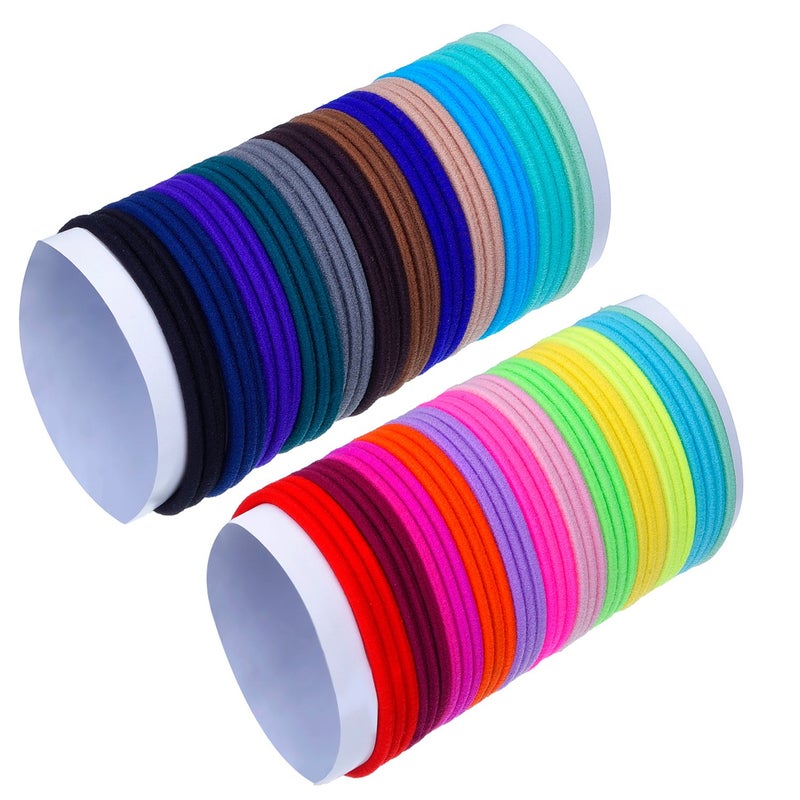 eBoot 69 Pcs Multicolored Hair Ties Bulk 3mm Elastic Bands No Metal Elastics Soft Ponytail Ties Holders for Hair Women Men - Image 2