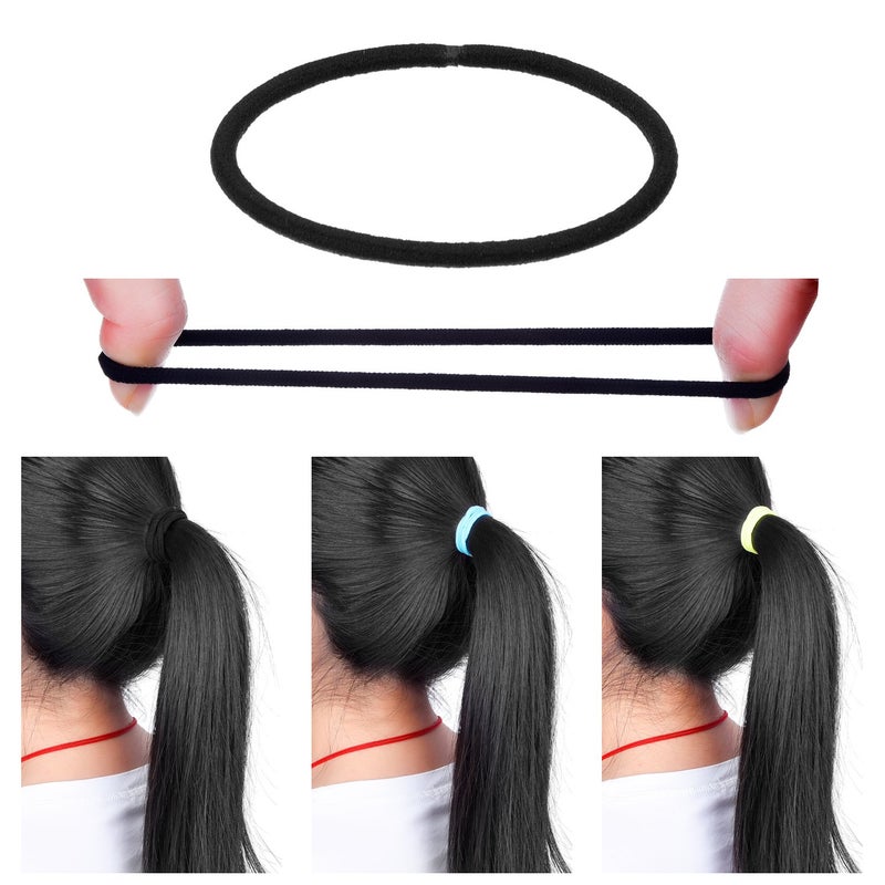 eBoot 69 Pcs Multicolored Hair Ties Bulk 3mm Elastic Bands No Metal Elastics Soft Ponytail Ties Holders for Hair Women Men - Image 3