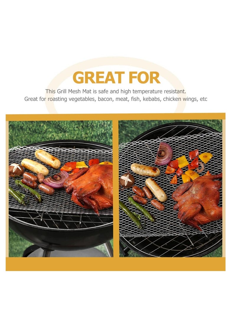 SYOSI 10Pcs Aluminum BBQ Mesh Grill Mat Disposable Grill Topper Broiler Pans Non Stick Baking Tools Outdoor BBQ Accessories for Baking Cooking Grilling - Image 3