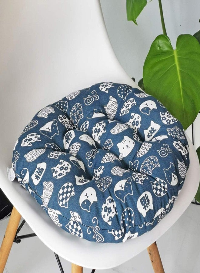 XSlive Round Chair Cushions Seat Cushion Boho Pattern Soft Thick Kitchen Office Dining Chair Seat Pad (18"×18",Cat) - Image 1