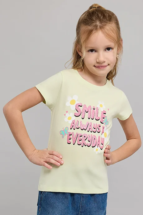 أر أند بي Typography Print T-Shirt with Crew Neck and Short Sleeves