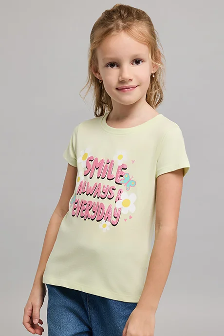 أر أند بي Typography Print T-Shirt with Crew Neck and Short Sleeves