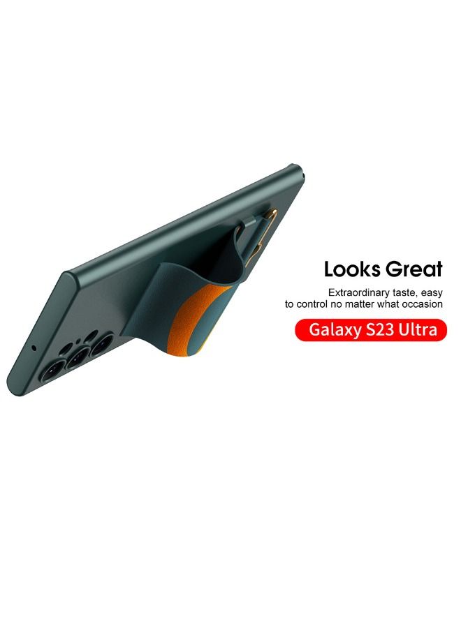 Asan Ge Samsung Galaxy S23 Ultra Case, UItra-Thin Wrist Strap Phone Case, Video Stand Case Cover, Skin Feeling Protective Case, Drop-Proof Protective Cover, Shockproof, Anti-Yellowing, Anti-Scratch (Green) - Image 5