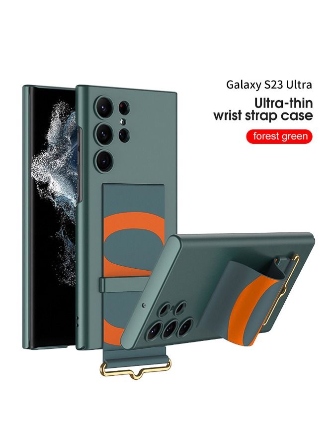 Asan Ge Samsung Galaxy S23 Ultra Case, UItra-Thin Wrist Strap Phone Case, Video Stand Case Cover, Skin Feeling Protective Case, Drop-Proof Protective Cover, Shockproof, Anti-Yellowing, Anti-Scratch (Green) - Image 2