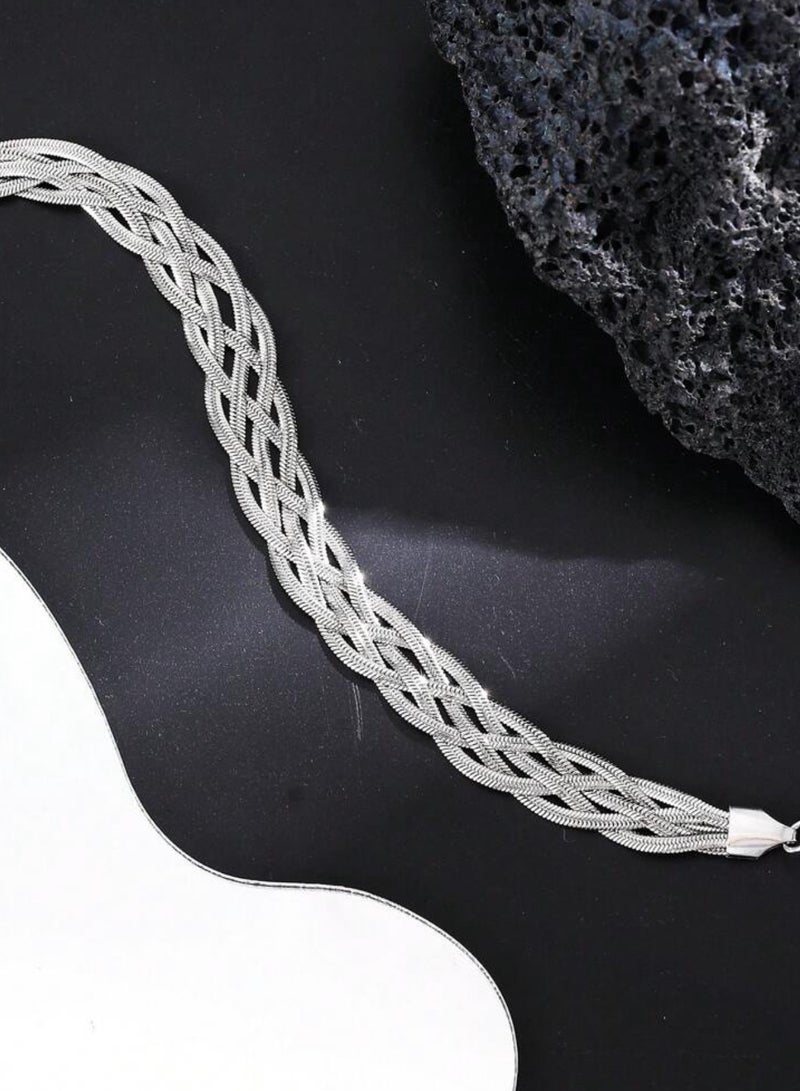 إيكوال اسوارة نسائية أنيقة وعالية الجودة مصنوعة من الاستانلس ستيل باللون الفضي - Image 3