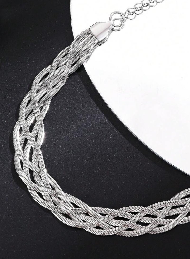 إيكوال اسوارة نسائية أنيقة وعالية الجودة مصنوعة من الاستانلس ستيل باللون الفضي - Image 4