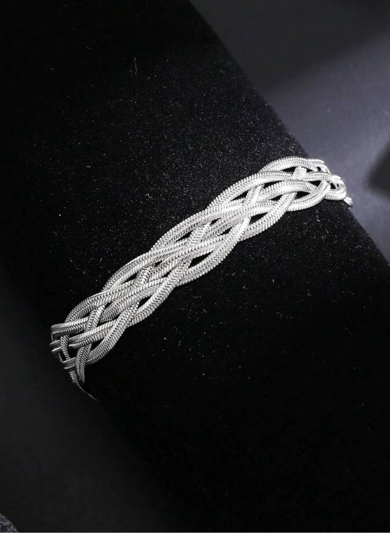 إيكوال اسوارة نسائية أنيقة وعالية الجودة مصنوعة من الاستانلس ستيل باللون الفضي - Image 5