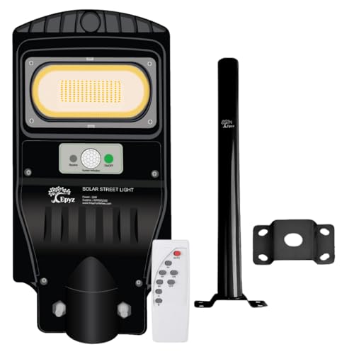Epyz 30 Watt Solar Street Light Outdoor Waterproof with Motion Sensor with Mounting Pole for Garden, Street, Lawn, Patios and Pathways [ Pack of 1, Warm Yellow, 117LED ] - Image 1