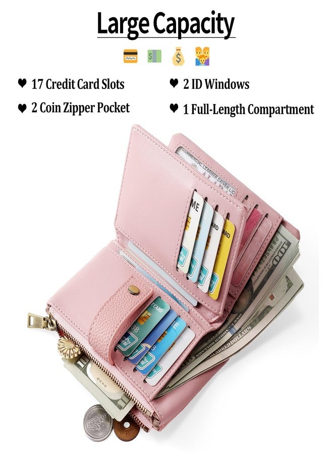 SENDEFN محفظة صغيرة للنساء من SENDEFN جلدية مع حجب RFID محفظة معصم لحامل بطاقات الائتمان مع حقيبة عملة بسحاب مزدوج محفظة ثنائية الطي للسيدات - Image 2