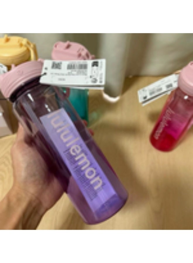 زجاجة ماء Lululemon Tritan الرياضة 650ml BPA مجانية واضحة ماكرون كأس شفاف بنقرة واحدة فليب غطاء مضاد للتسرب المحمول حمل مقبض صالة رياضية اليوغا في الهواء الطلق السفر قنينة الشرب متعددة الألوان الباستيل