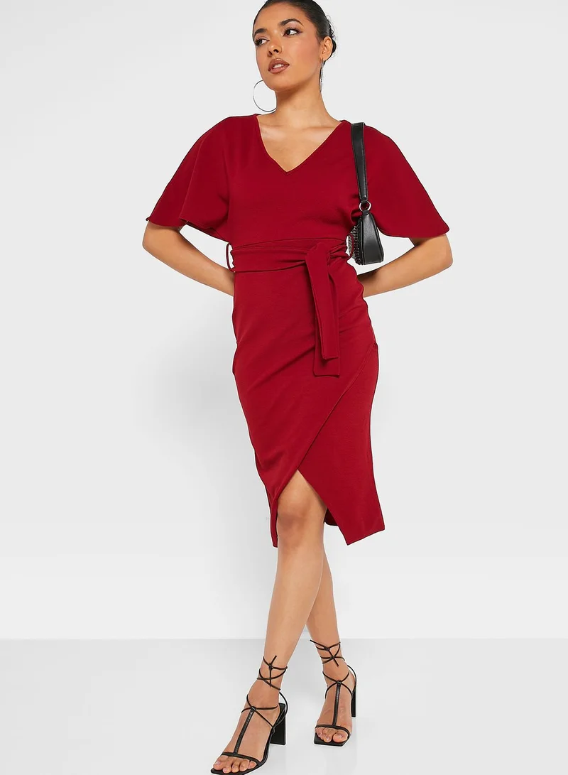 boohoo Tie Detail Kimono Dress