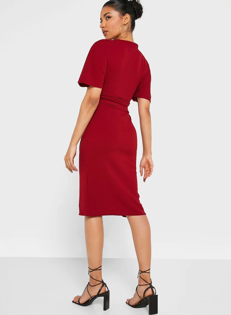 boohoo Tie Detail Kimono Dress