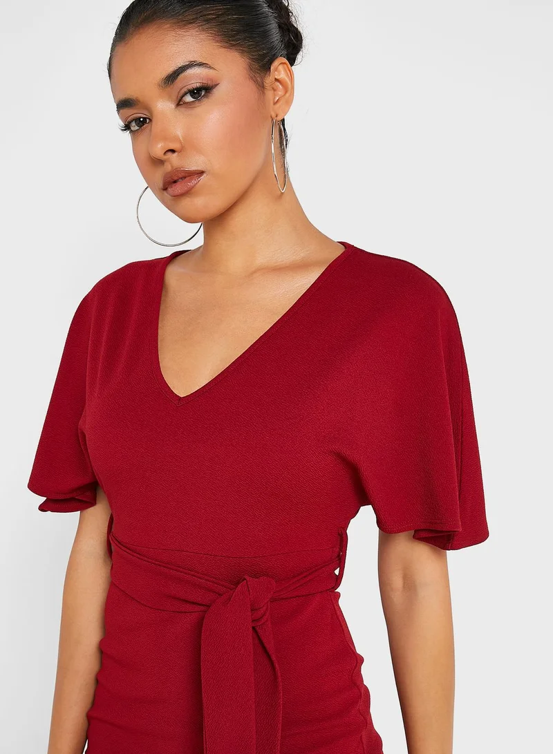 boohoo Tie Detail Kimono Dress