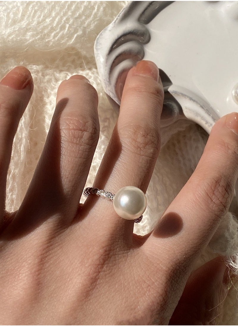 Generic - S925 Sterling Silver Zircon Large Pearl Ring - Image 1