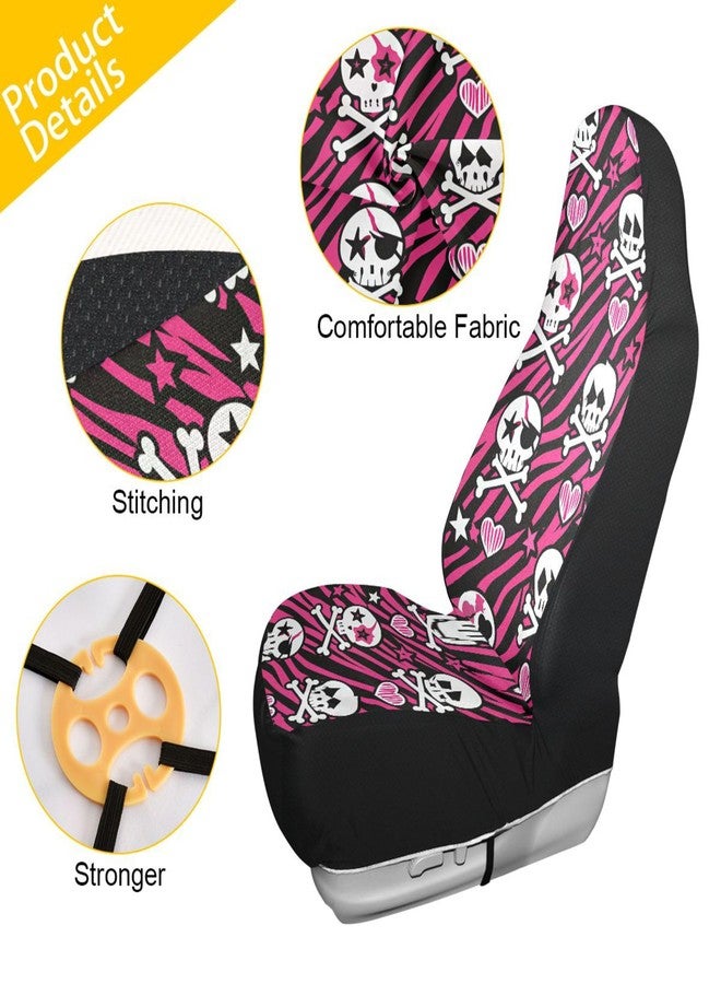Burbuja Y2k Skulls on Zebra Front Car Seat Cover, Breathable Car Seat Protectors Universal Fits SUV, Cars, Truck, Non-Slip, 2 Pack - Image 3