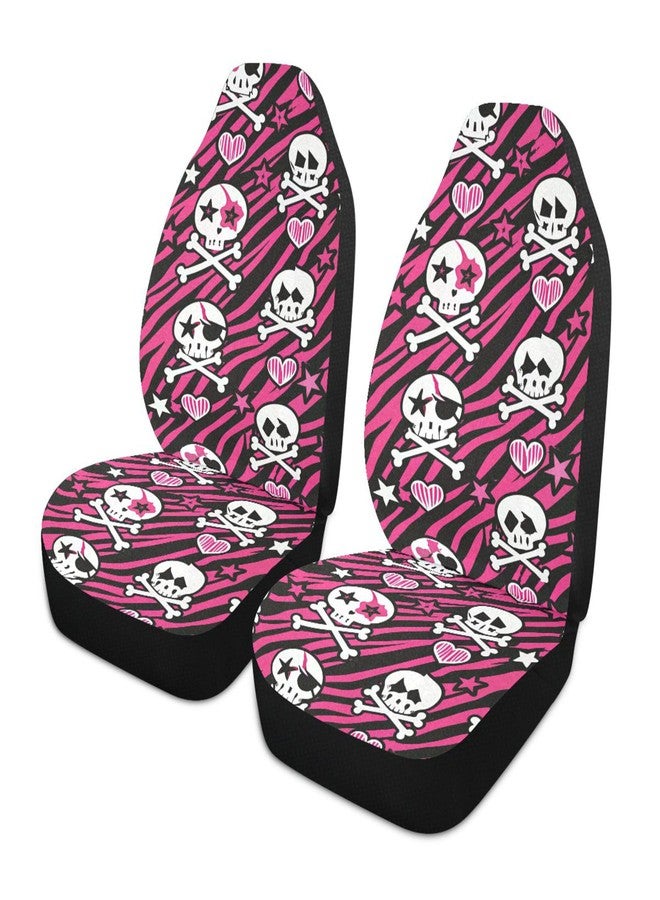 Burbuja Y2k Skulls on Zebra Front Car Seat Cover, Breathable Car Seat Protectors Universal Fits SUV, Cars, Truck, Non-Slip, 2 Pack - Image 1