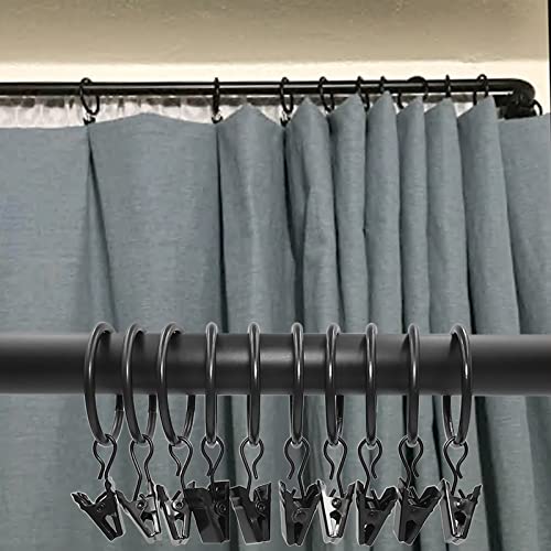 WeeksEight 40 Pack Black Curtain Rings with Clips, Curtain Hooks Hangers Clip Rings for Hanging Drapes Bows Hat, Drapery Rings 1.26 in I D, Fits up to 1 in Diameter Curtain Rod. - Image 4
