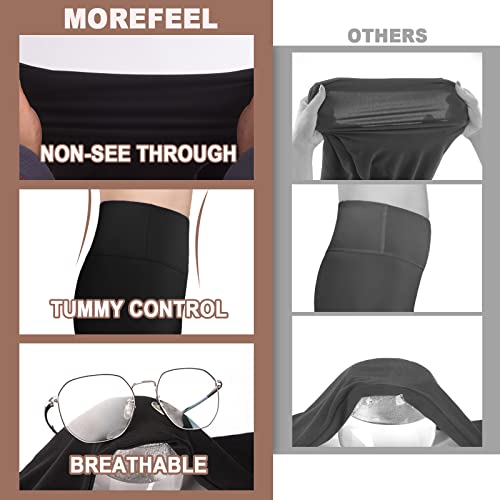 MOREFEEL 3 Pack Buttery Soft Biker Shorts for Women – 8" High Waist Tummy Control Workout Yoga Running Gym Athletic Shorts - Image 5
