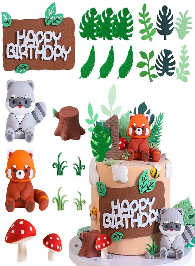 Knana 22Pcs Red Panda Cake Toppers Woodland Animal Cake Decorations with Panda Mushroom Cake Decorations for Baby Shower Birthday Party Supplies - Image 1