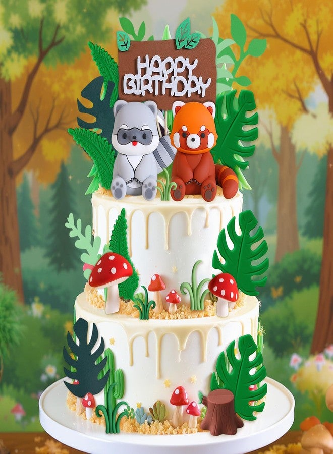 Knana 22Pcs Red Panda Cake Toppers Woodland Animal Cake Decorations with Panda Mushroom Cake Decorations for Baby Shower Birthday Party Supplies - Image 4