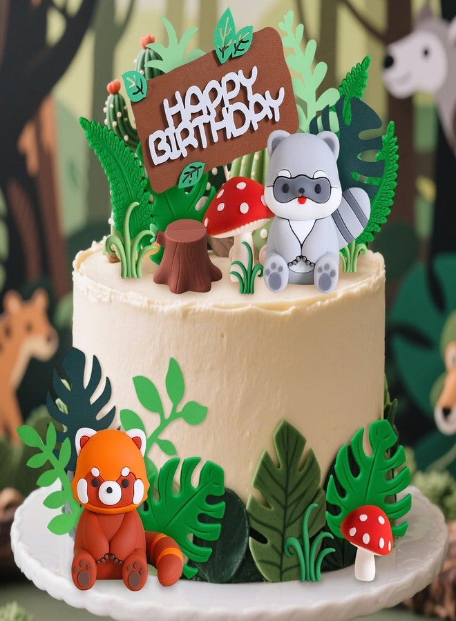 Knana 22Pcs Red Panda Cake Toppers Woodland Animal Cake Decorations with Panda Mushroom Cake Decorations for Baby Shower Birthday Party Supplies - Image 5