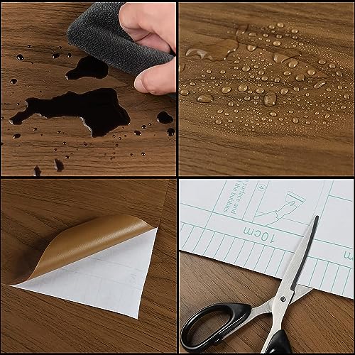 RedChimes Self Adhesive Waterproof Wallpaper PVC Vinyl Wall Stickers Furniture Wall Kitchen Bedroom Leaving Room (45 x 304 cm) (Brown Wood) - Image 4