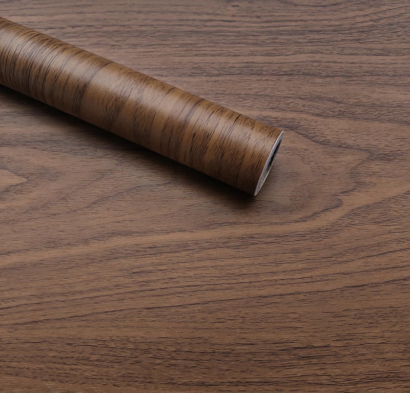 RedChimes Self Adhesive Waterproof Wallpaper PVC Vinyl Wall Stickers Furniture Wall Kitchen Bedroom Leaving Room (45 x 304 cm) (Brown Wood) - Image 1