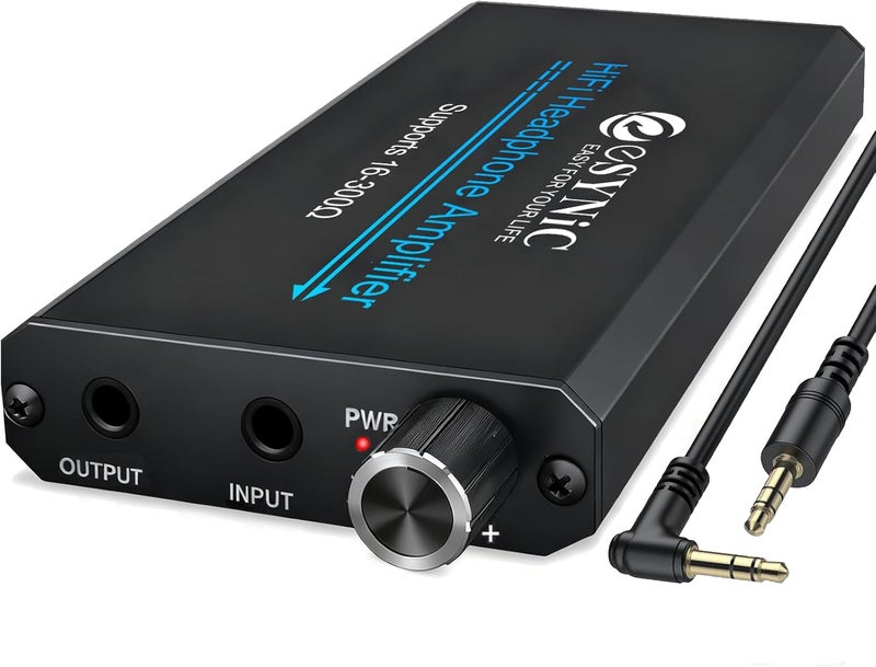 eSynic 16-300 Ohms Headphone Amplifier-Rechargeable Hi-Fi Audio Amplifier with Gain Switch & Volume Control-Aluminum Alloy 3.5MM AUX Headphone Amp Portable for Phone/Laptops/PC/MP4/Gaming Consoles - Image 1