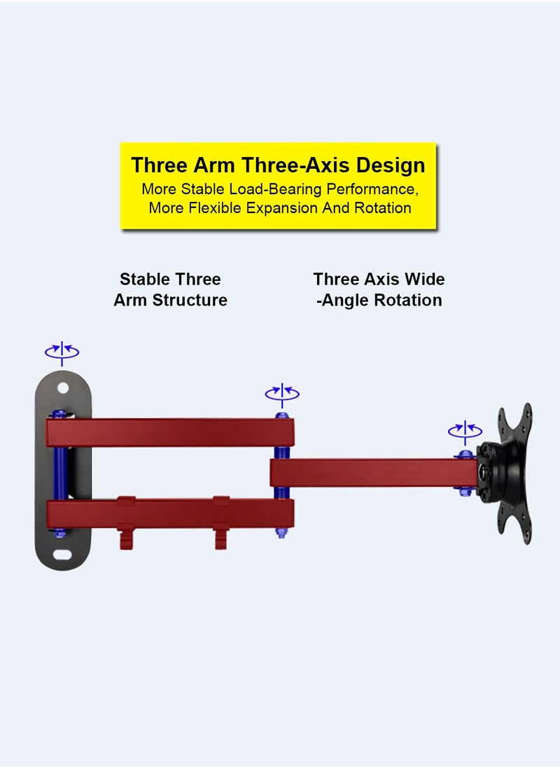 Rotating Retractable Monitor Wall Mount Suitable for 10-27 inch Screens,7Kg Load-bearing