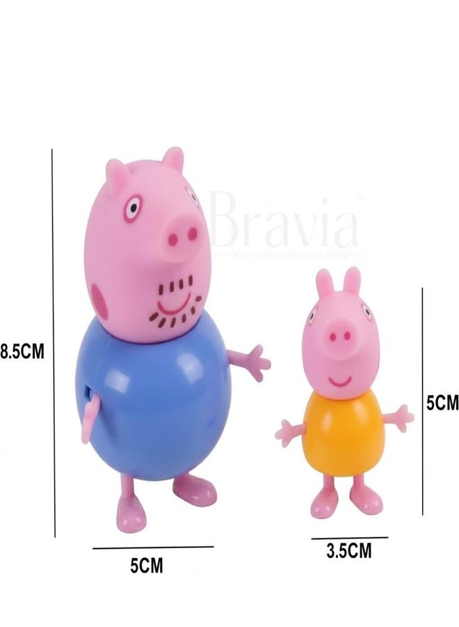 BRAVIADECOR Bravia Pig Family Toys Set George Mummy Daddy Friends with Grandparents | Dollhouse Family Big House Car | 14 Cartoon Characters | Soft Toys for Kids | Birthday Rakhi Party Gift-17 - Image 4