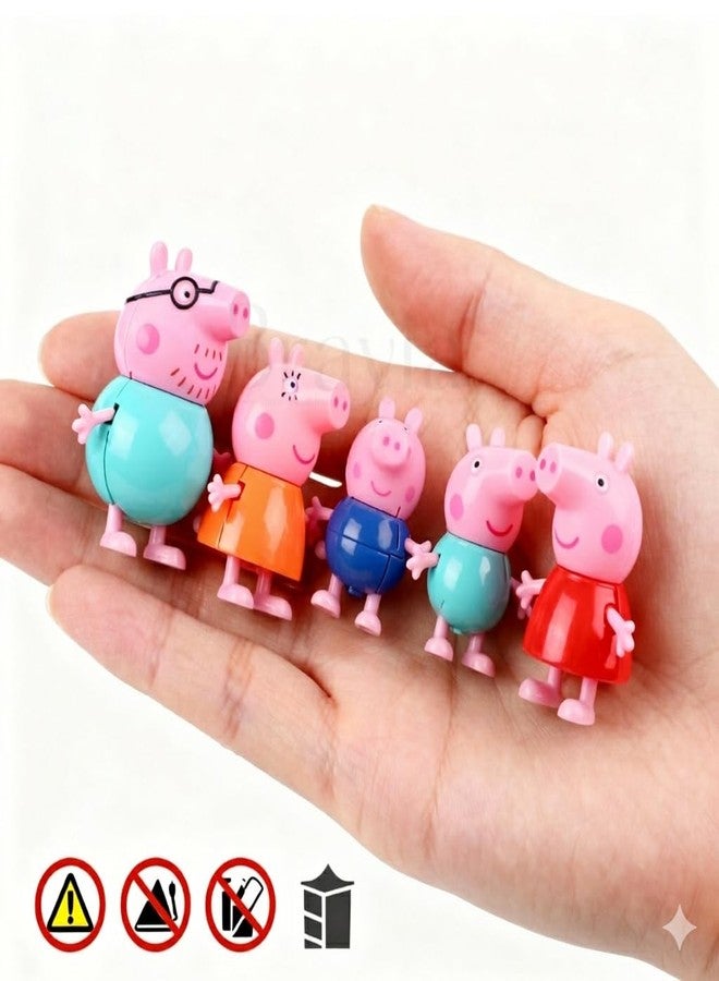 BRAVIADECOR Bravia Pig Family Toys Set George Mummy Daddy Friends with Grandparents | Dollhouse Family Big House Car | 14 Cartoon Characters | Soft Toys for Kids | Birthday Rakhi Party Gift-17 - Image 3