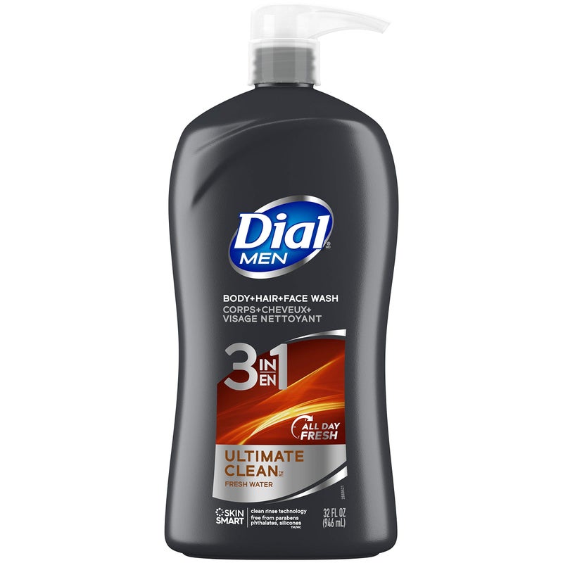 Dial Men 3in1 Body Hair and Face Wash Ultimate Clean 32 Fl Oz