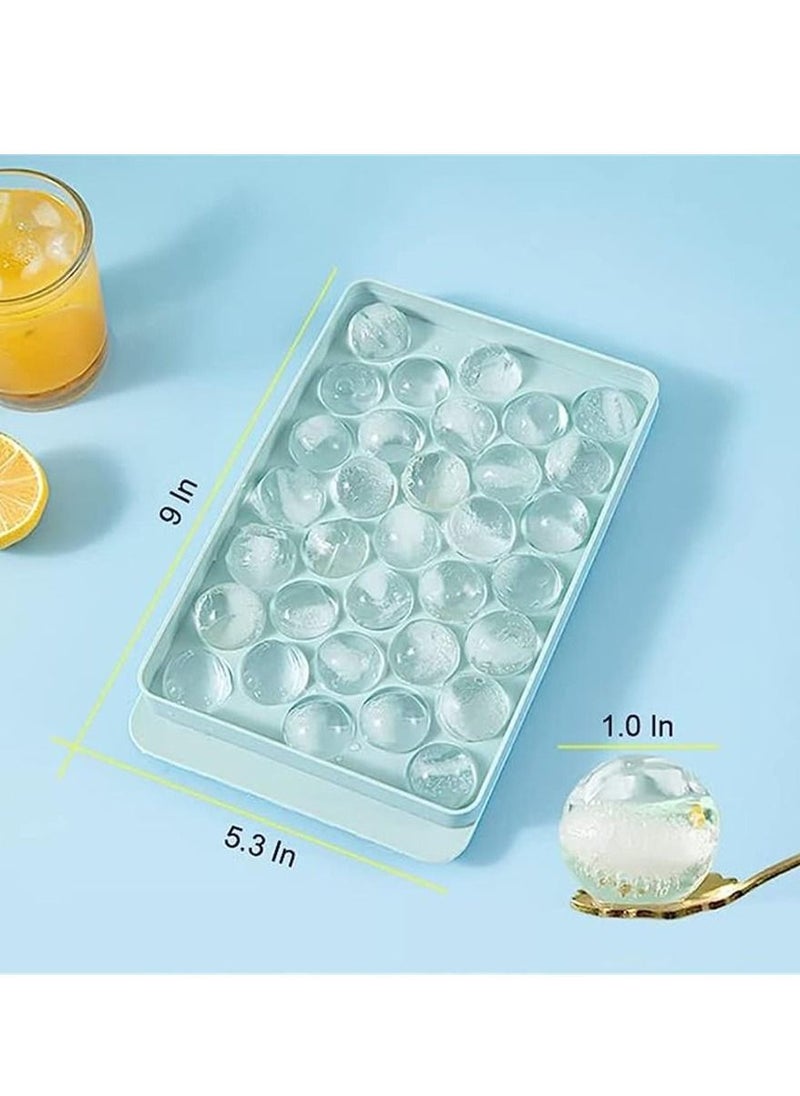 Generic - Round Ice Cube Tray with Lid and Bin Ice Ball Maker Molds for Freezer with Container Mini Round Ice Cube Tray Makes 66 Pieces Balls Ice Cooling Tea Coffee 2 Trays 1 Ice Bucket and Scoop - Image 1
