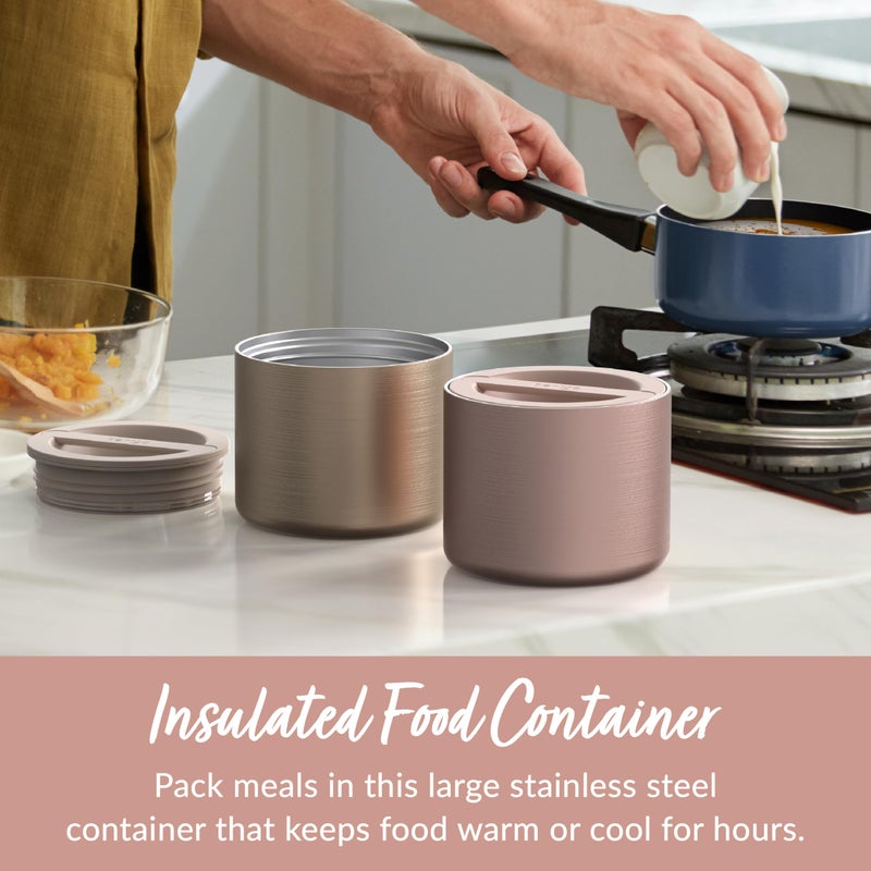Bentgo Stainless Insulated Food Container - 2.4 Cups (19 oz), Triple-Layer Insulation, Vacuum Seal, Leak-Proof, Built-In Handle, Wide Opening, Premium Stainless Steel, for Cool/Warm Foods (Rose Gold) - Image 2