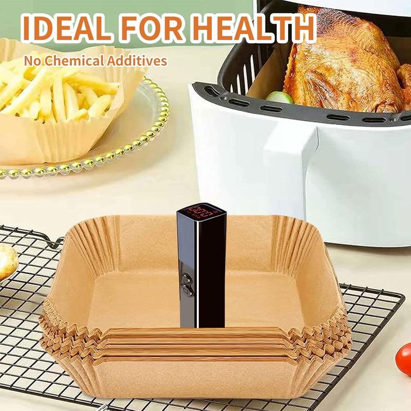 GOFFUGT Air Fryer Disposable Paper Liner, Rectangular for Ninja 2-Basket Air Fryer, Natural Non-stick Parchment Paper Liner, 8.6x5.5 inch 100Pcs Rectangle Parchment Paper liners for DZ201, DZ401, FG551 - Image 2