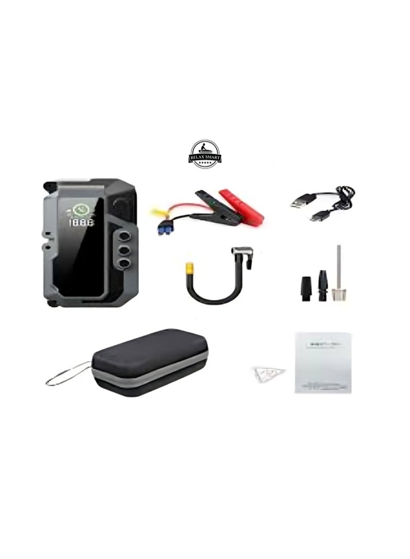 Relax Smart Jump Starter with Air Compressor 5000A 23800mAh 12V Car Battery Jump Starter 8.0L Gas and 6.5L Diesel Smart Jumper with Storage Box - Image 4