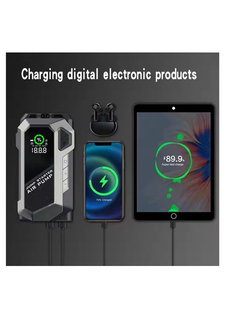 Relax Smart 【Premium】Jump Starter with Air Compressor 2500A 12V 150PSI 81.4Wh Car Battery Jump Starter All Gas Car 8.0L Diesel Smart Jumper with Display and Emergency Light  - Image 3