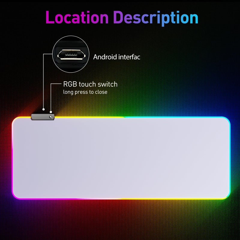 DR CATCH RGB Mousepad Led Mouse Pad, Large Mouse Pad,Led and Big Mouse mat(White) - Image 3